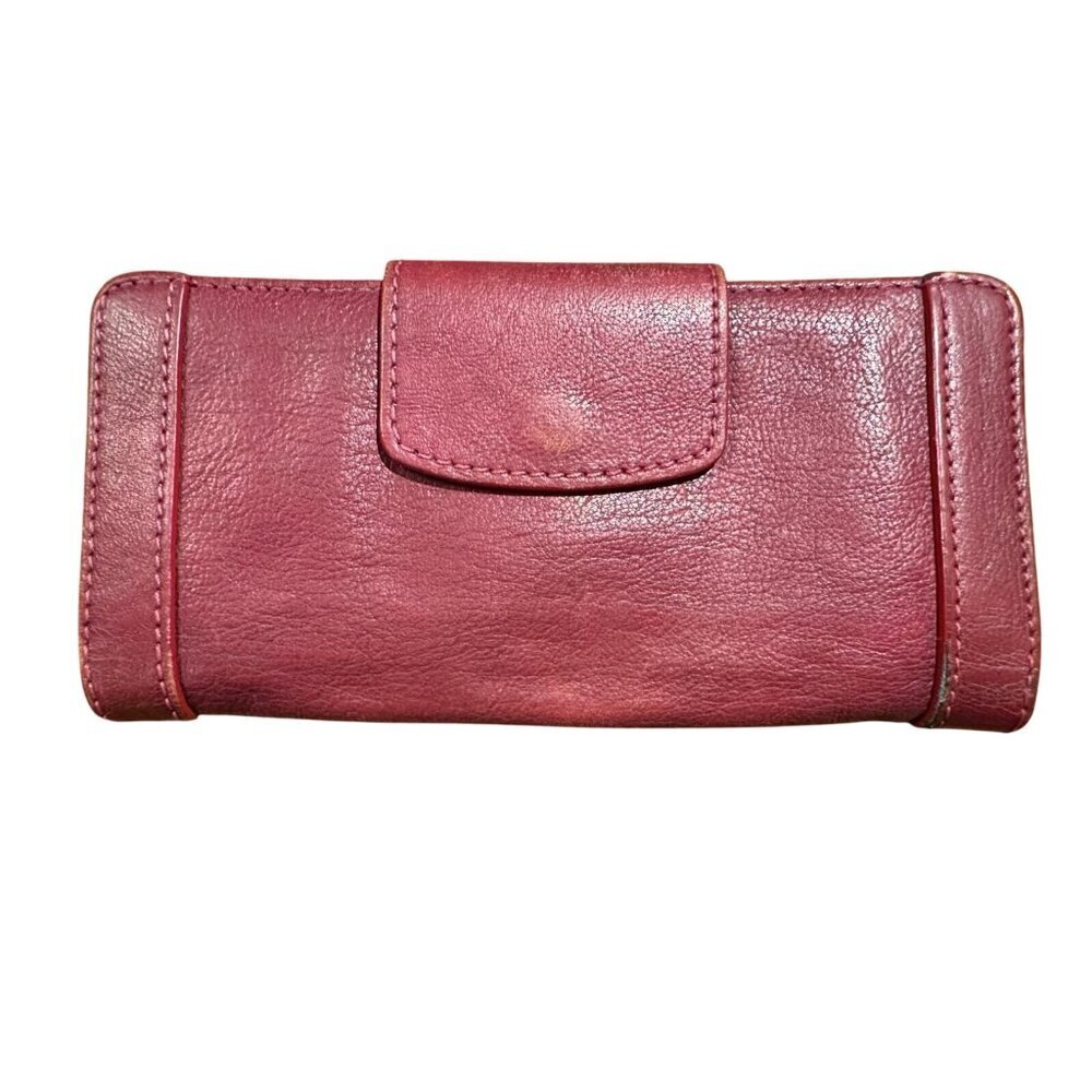 Chloé Burgundy Leather Snap Closure Wallet - Picture 2 of 16
